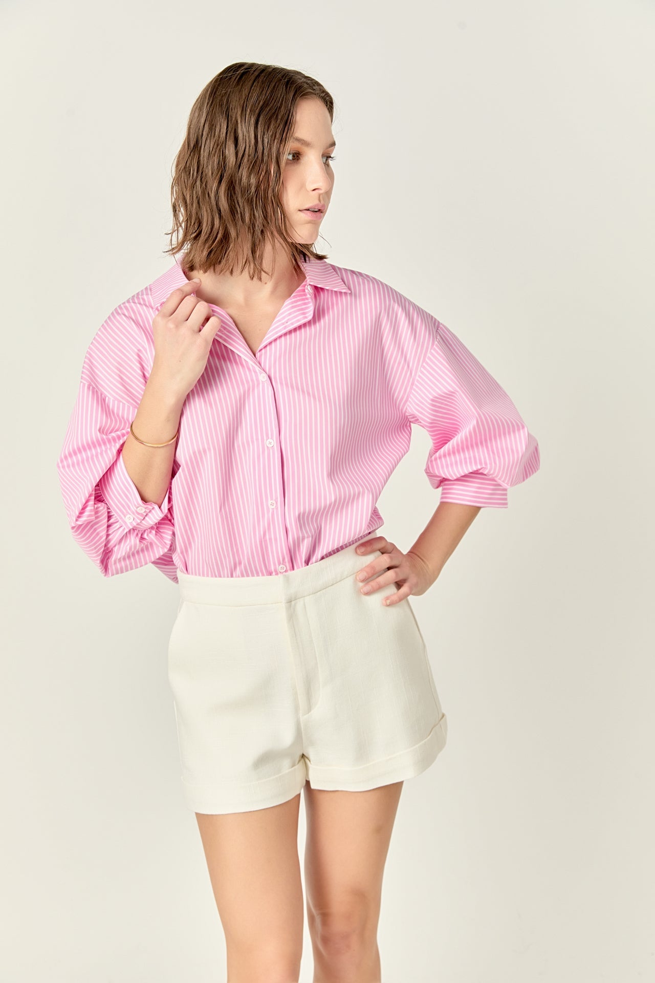Striped Balloon Sleeve Shirt