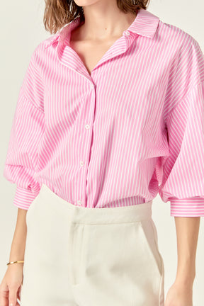 ENGLISH FACTORY - English Factory - Striped Balloon Sleeve Shirt - SHIRTS & BLOUSES available at Objectrare