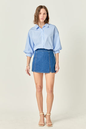 Striped Balloon Sleeve Shirt