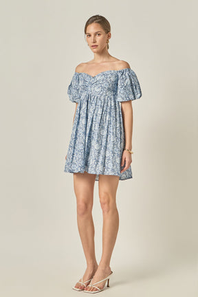 ENGLISH FACTORY - Floral Off the Shoulder Mini Dress - DRESSES available at Objectrare