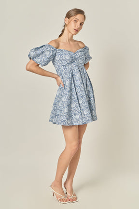 ENGLISH FACTORY - Floral Off the Shoulder Mini Dress - DRESSES available at Objectrare