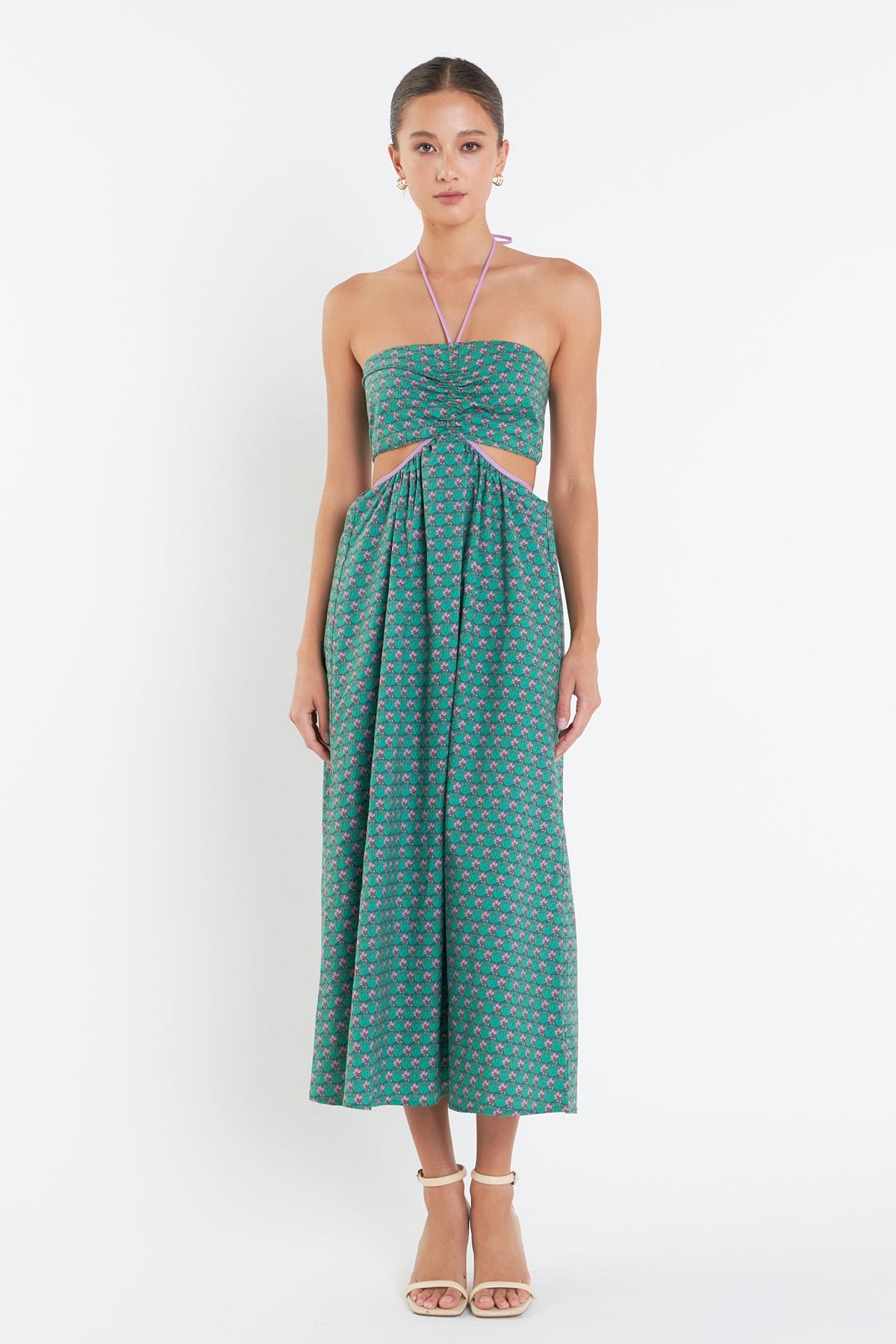 ENGLISH FACTORY - Contrast Straps Floral Cut Out Maxi Dress - DRESSES available at Objectrare