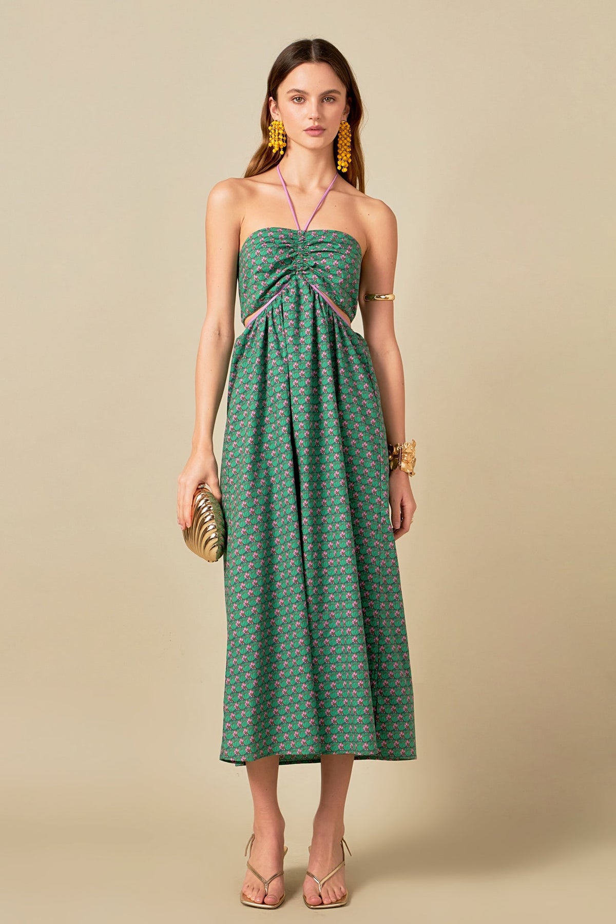 ENGLISH FACTORY - Contrast Straps Floral Cut Out Maxi Dress - DRESSES available at Objectrare