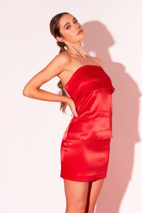 ENDLESS ROSE - Strapless Satin Top - TOPS available at Objectrare