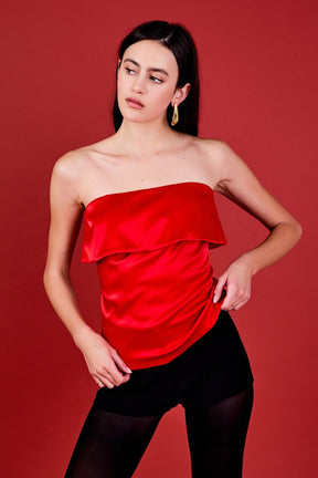 ENDLESS ROSE - Strapless Satin Top - TOPS available at Objectrare