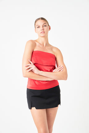 ENDLESS ROSE - Strapless Satin Top - TOPS available at Objectrare