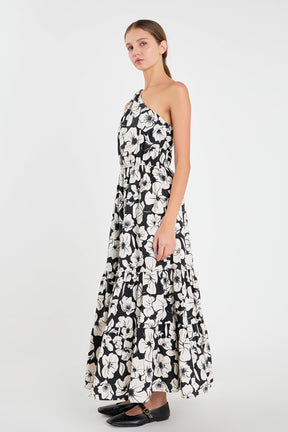 ENGLISH FACTORY - Floral One Shoulder Long Dress - DRESSES available at Objectrare