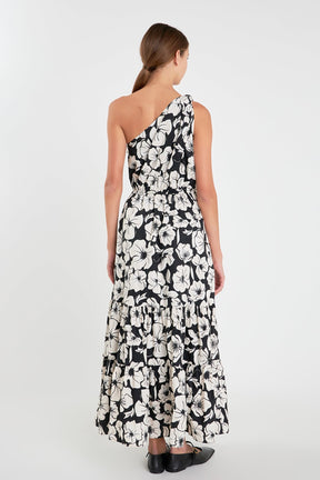 ENGLISH FACTORY - Floral One Shoulder Long Dress - DRESSES available at Objectrare