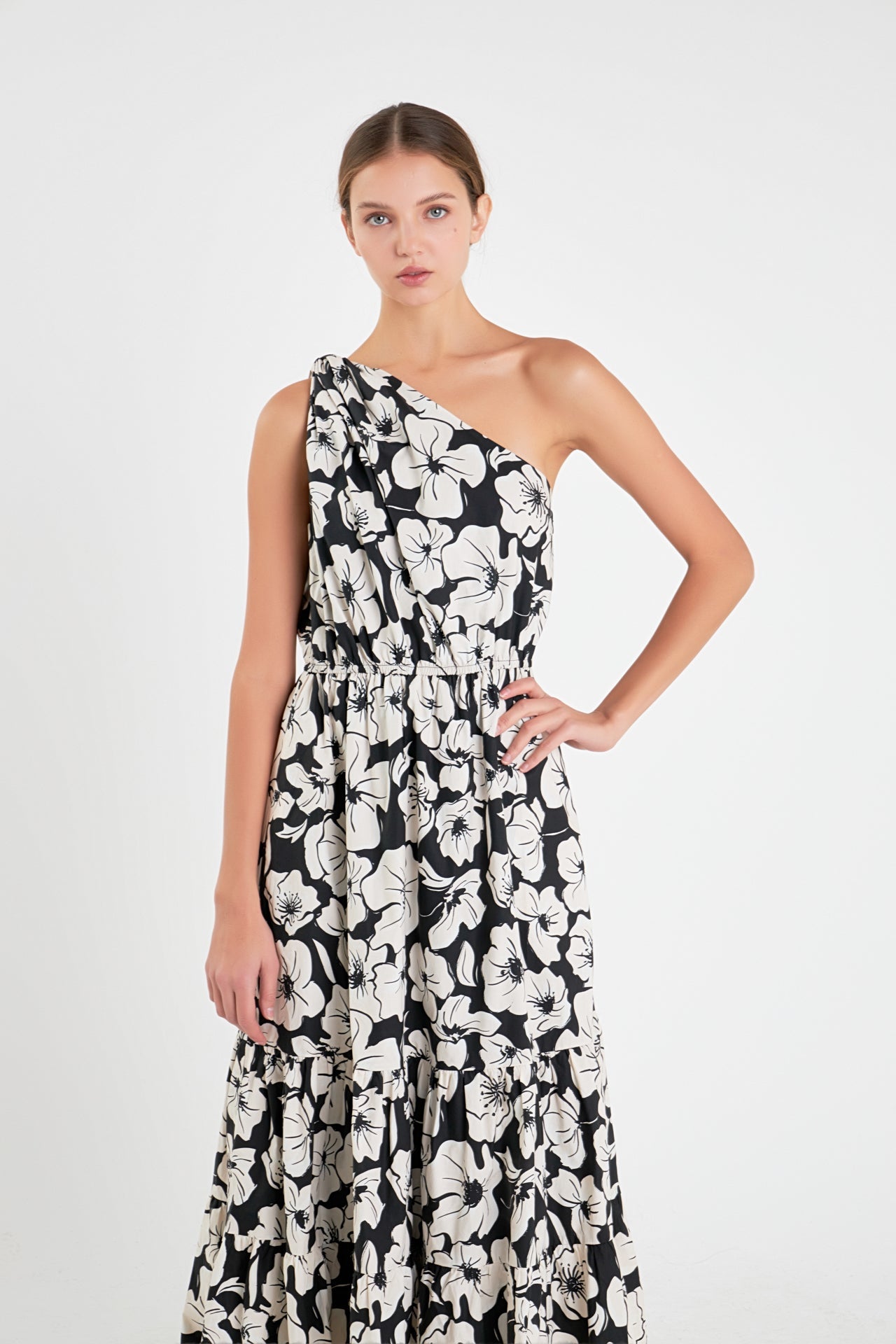 ENGLISH FACTORY - Floral One Shoulder Long Dress - DRESSES available at Objectrare