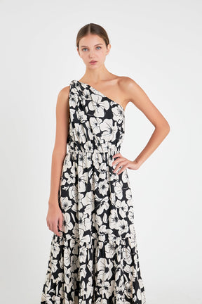 ENGLISH FACTORY - Floral One Shoulder Long Dress - DRESSES available at Objectrare