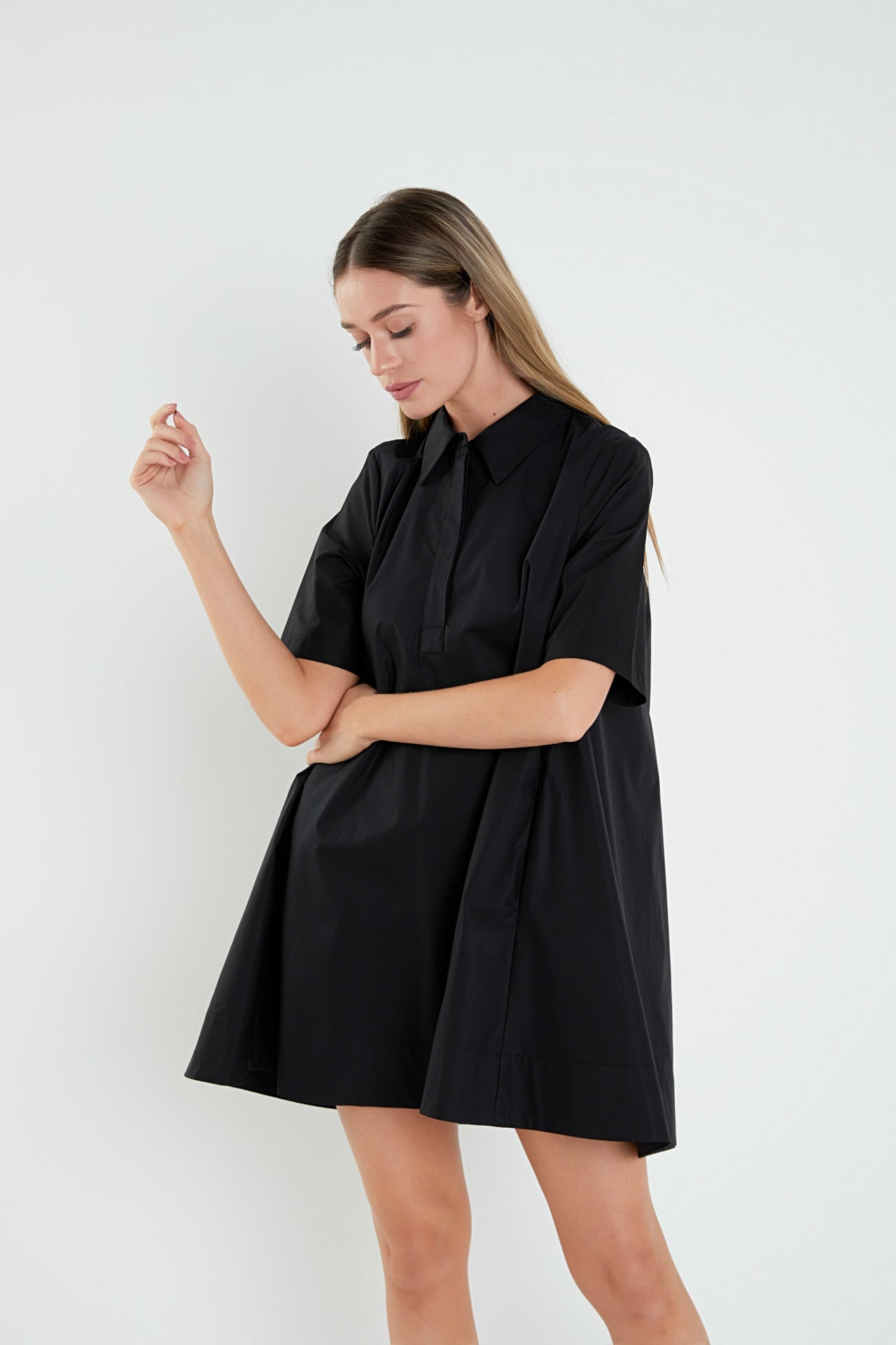 ENGLISH FACTORY - A-line Short Sleeve Shirt Dress - DRESSES available at Objectrare