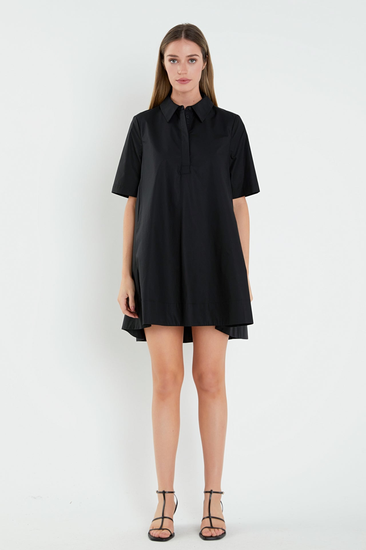 A-line Short Sleeve Shirt Dress