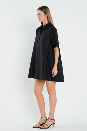 A-line Short Sleeve Shirt Dress