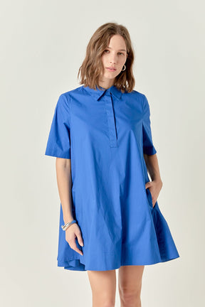 A-line Short Sleeve Shirt Dress