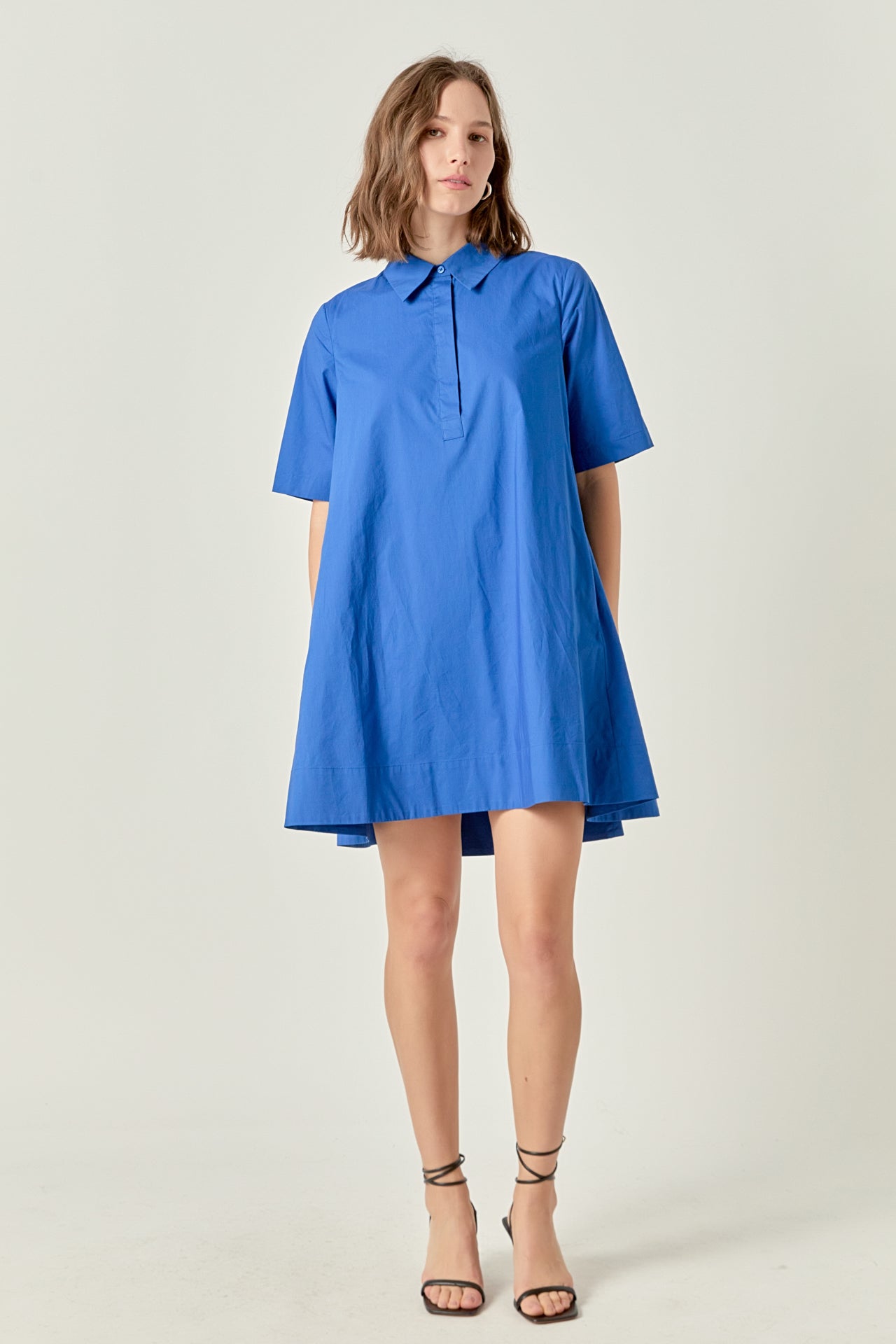 A-line Short Sleeve Shirt Dress