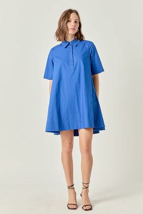 A-line Short Sleeve Shirt Dress