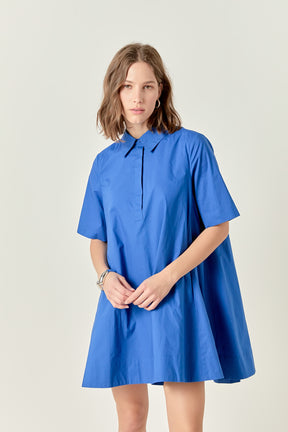 A-line Short Sleeve Shirt Dress