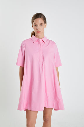 ENGLISH FACTORY - A-line Short Sleeve Shirt Dress - DRESSES available at Objectrare
