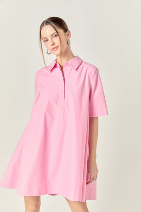 A-line Short Sleeve Shirt Dress