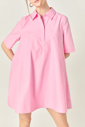 A-line Short Sleeve Shirt Dress