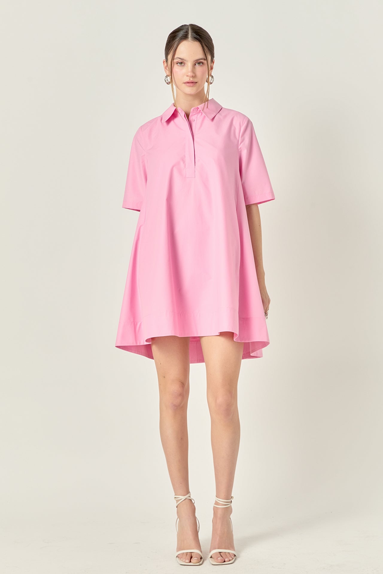 A-line Short Sleeve Shirt Dress
