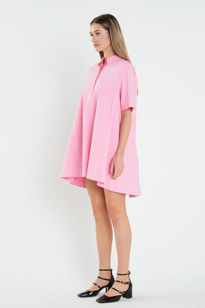 ENGLISH FACTORY - A-line Short Sleeve Shirt Dress - DRESSES available at Objectrare