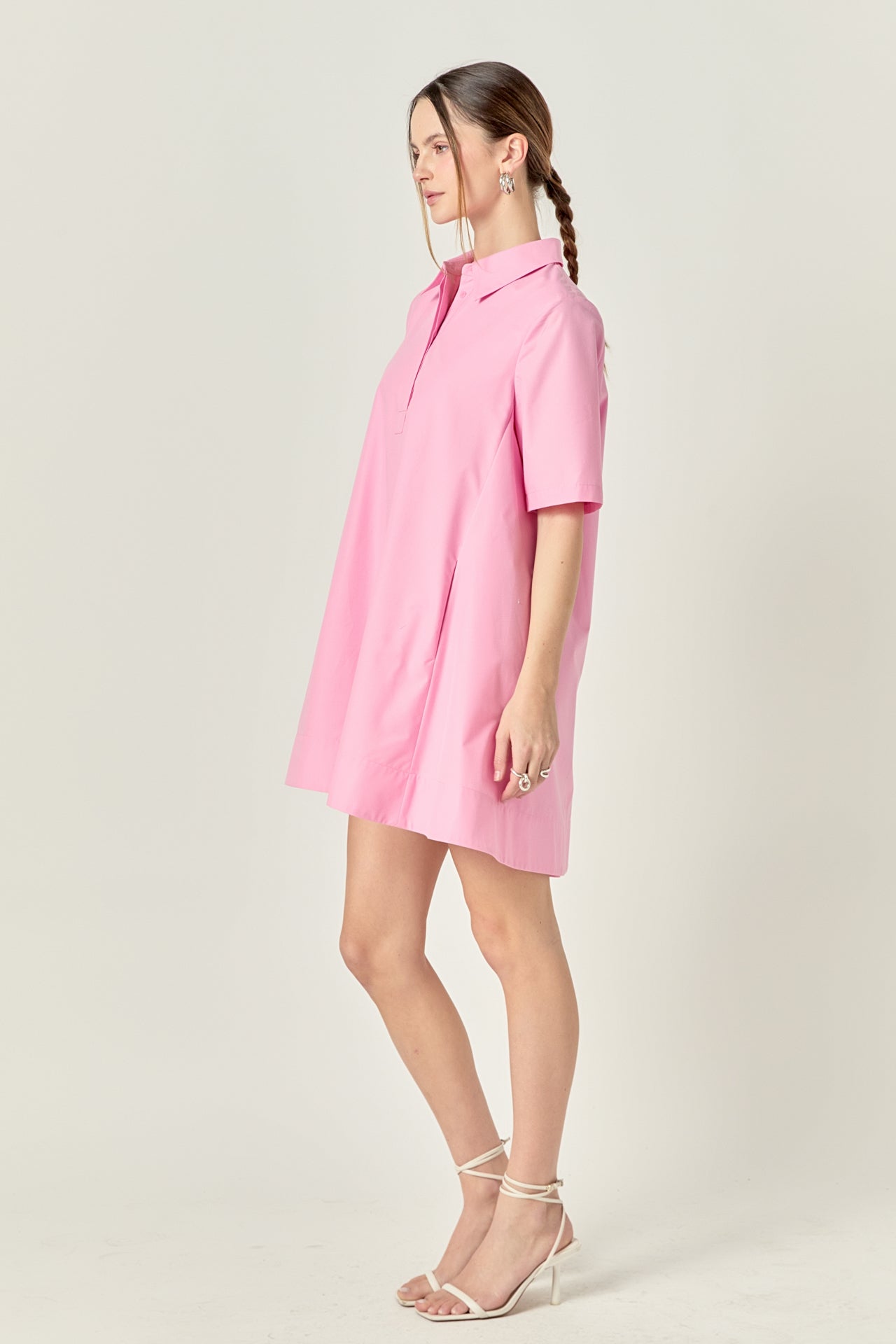 A-line Short Sleeve Shirt Dress