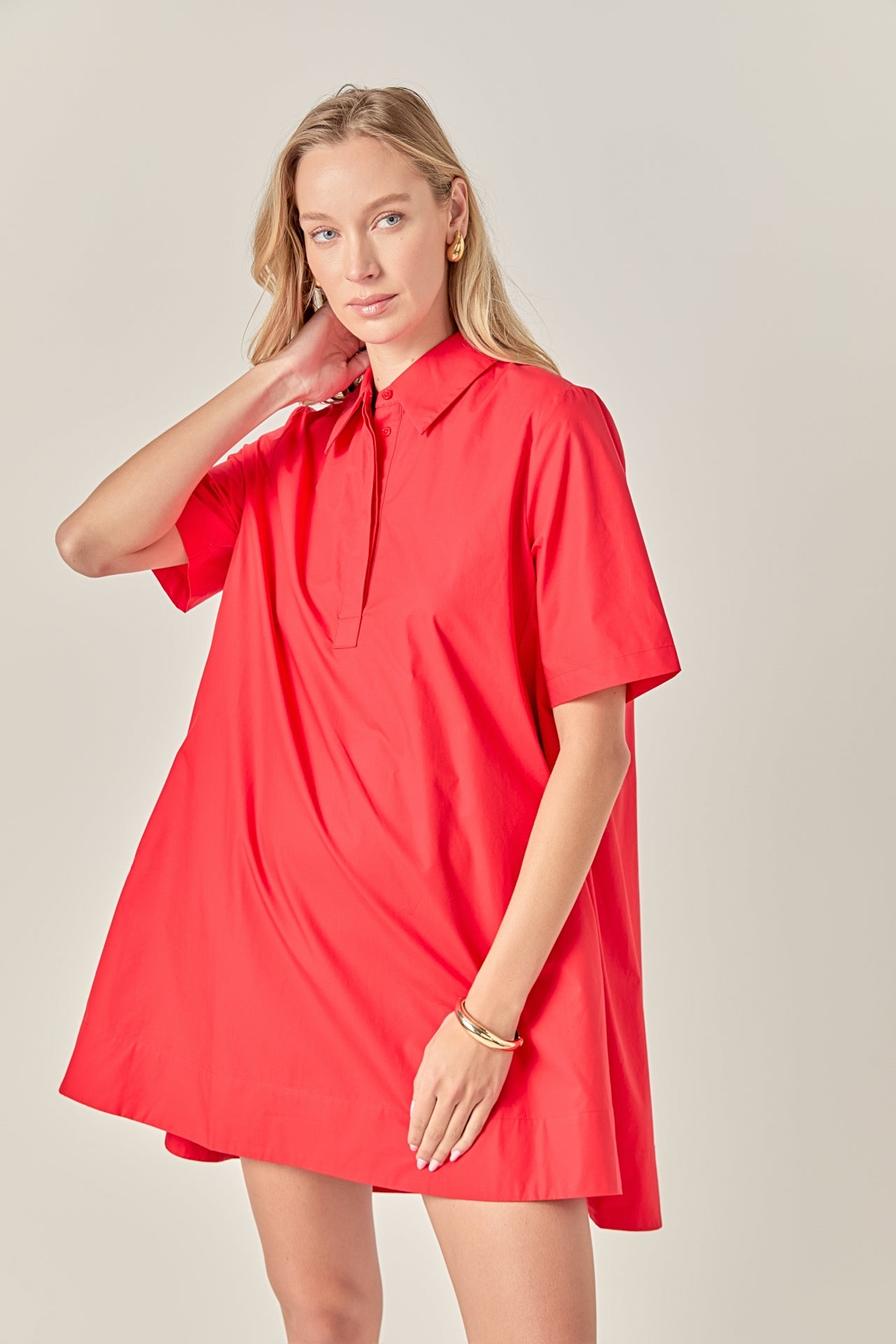 A-line Short Sleeve Shirt Dress