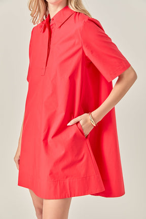 A-line Short Sleeve Shirt Dress