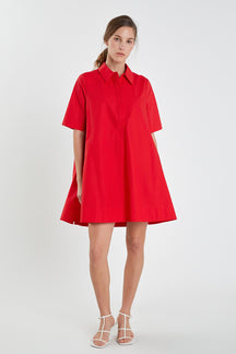 ENGLISH FACTORY - A-line Short Sleeve Shirt Dress - DRESSES available at Objectrare