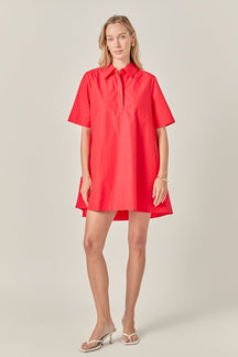 ENGLISH FACTORY - A-line Short Sleeve Shirt Dress - DRESSES available at Objectrare