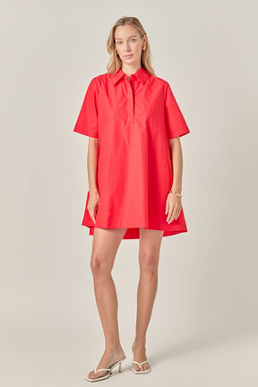 ENGLISH FACTORY - A-line Short Sleeve Shirt Dress - DRESSES available at Objectrare
