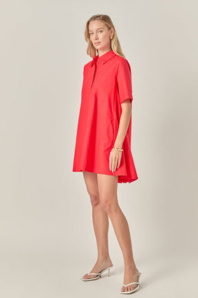 ENGLISH FACTORY - A-line Short Sleeve Shirt Dress - DRESSES available at Objectrare