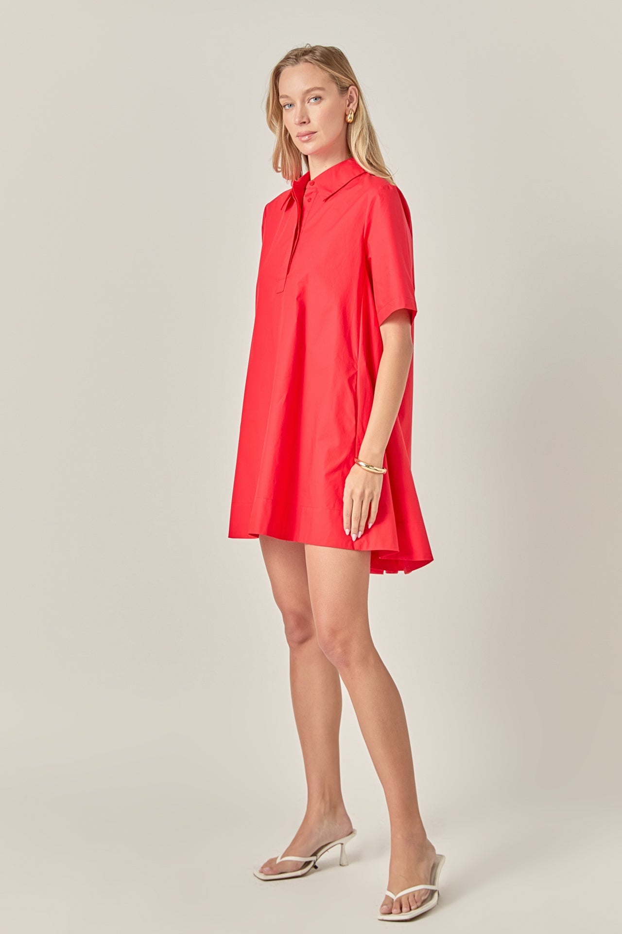 A-line Short Sleeve Shirt Dress