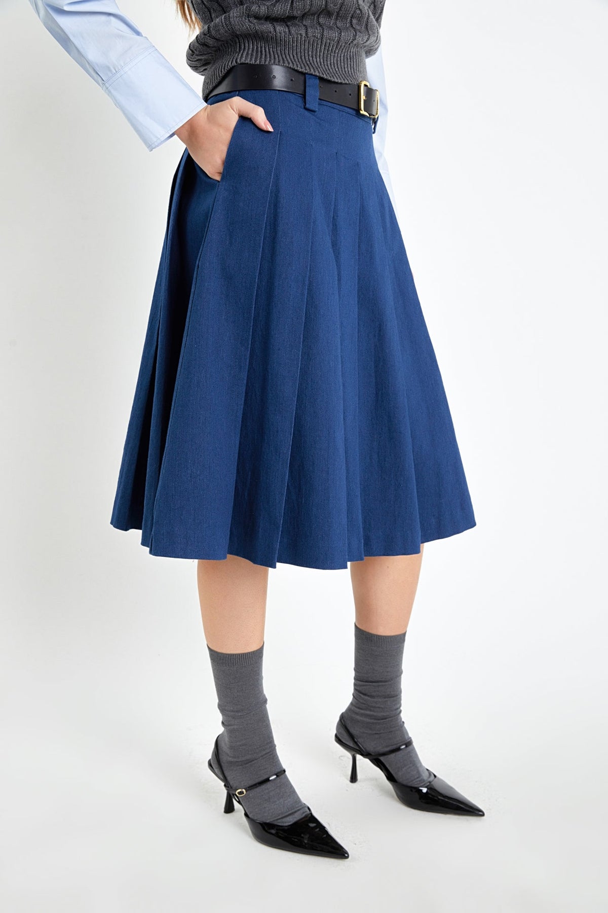 ENGLISH FACTORY - Low Waist Pleated Midi Skirt - SKIRTS available at Objectrare