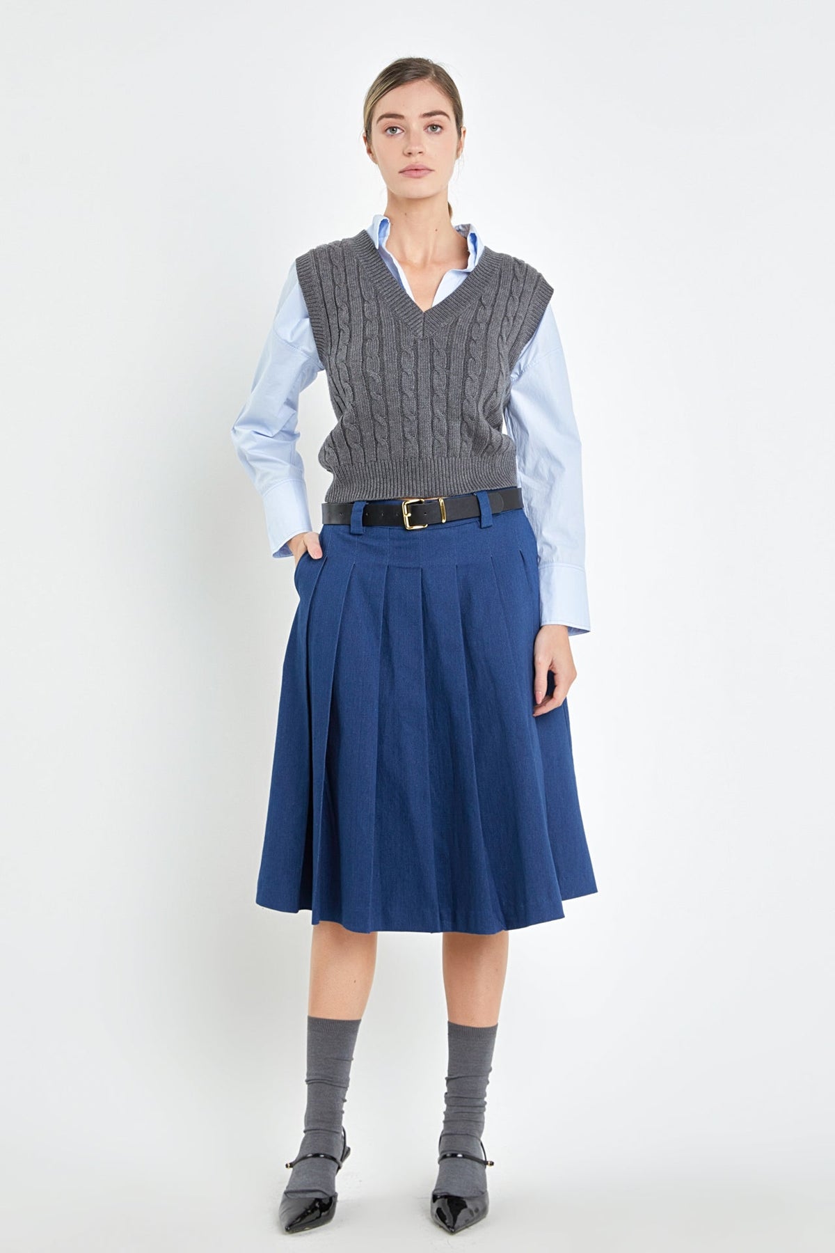 ENGLISH FACTORY - Low Waist Pleated Midi Skirt - SKIRTS available at Objectrare