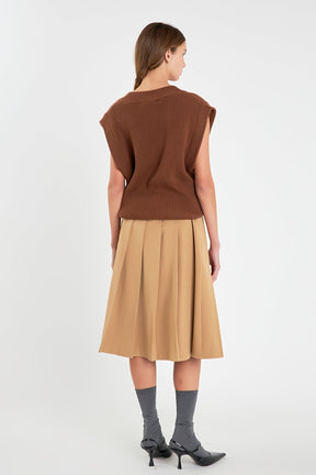 ENGLISH FACTORY - Low Waist Pleated Midi Skirt in Tan - SKIRTS available at Objectrare