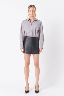 ENDLESS ROSE - Pu Slit Detail Skort - SKORTS available at Objectrare
