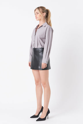 ENDLESS ROSE - Pu Slit Detail Skort - SKORTS available at Objectrare