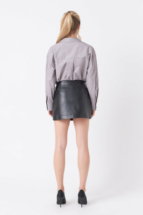 ENDLESS ROSE - Pu Slit Detail Skort - SKORTS available at Objectrare