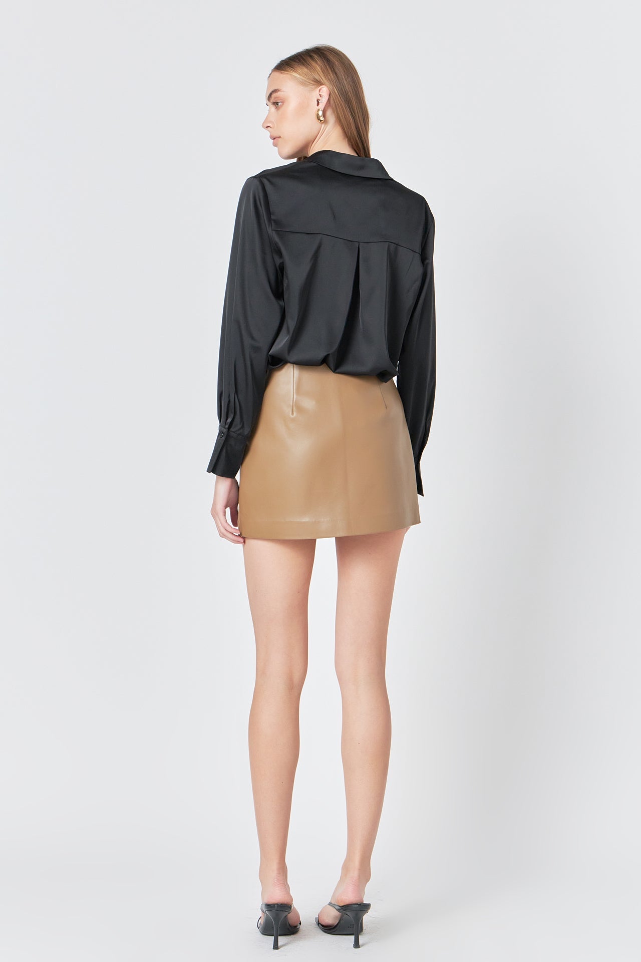 ENDLESS ROSE - Pu Slit Detail Skort - SKORTS available at Objectrare
