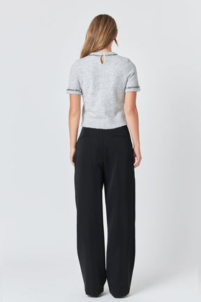ENDLESS ROSE - Trimmed Knit Short Sleeve Top - TOPS available at Objectrare