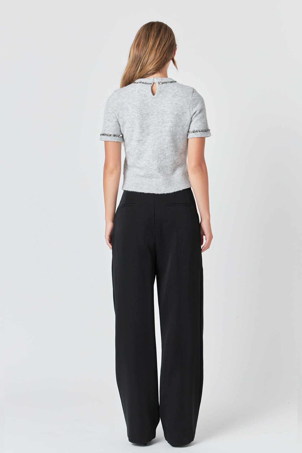 ENDLESS ROSE - Trimmed Knit Short Sleeve Top - TOPS available at Objectrare