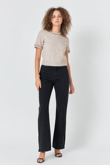 ENDLESS ROSE - Trimmed Knit Short Sleeve Top - TOPS available at Objectrare
