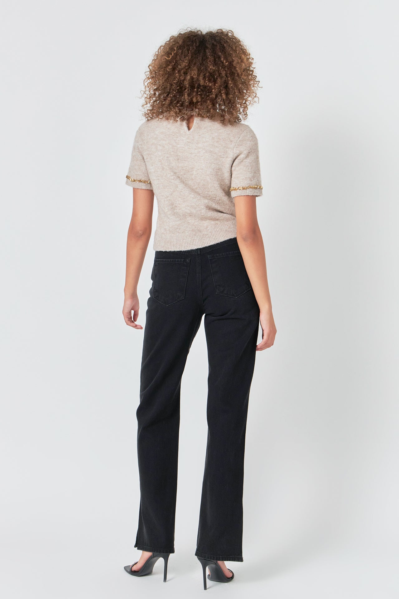 ENDLESS ROSE - Trimmed Knit Short Sleeve Top - TOPS available at Objectrare