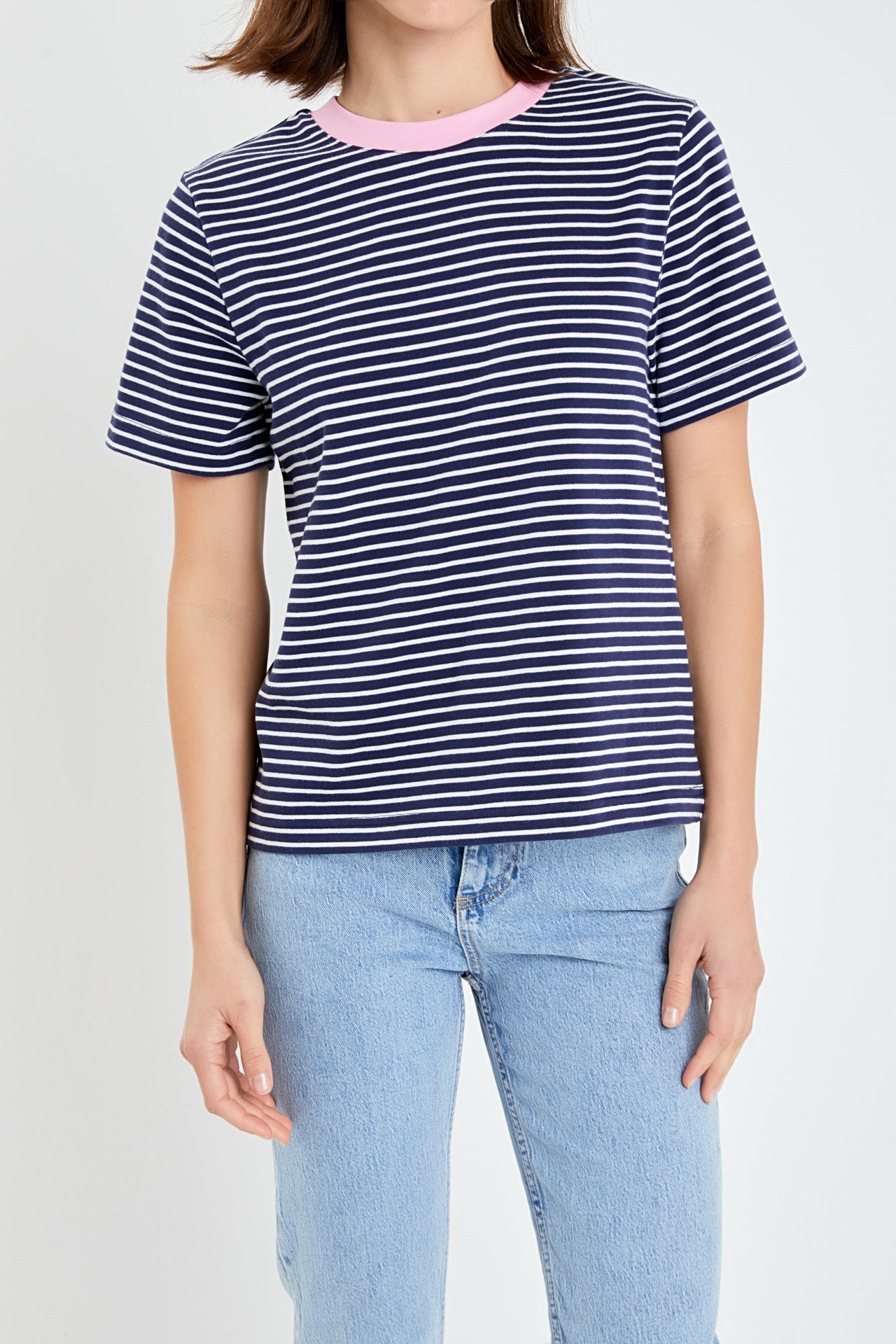 ENGLISH FACTORY - Contrast Rib Stripe T-shirt - T-SHIRTS available at Objectrare