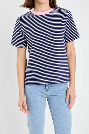 ENGLISH FACTORY - English Factory - Contrast Rib Stripe T-shirt - T-SHIRTS available at Objectrare