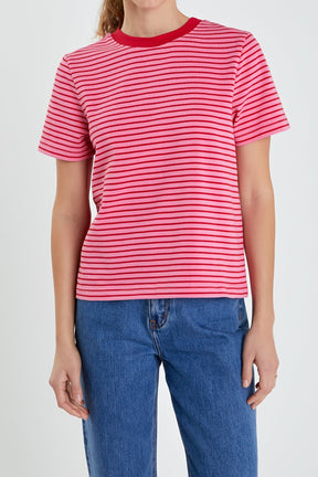 ENGLISH FACTORY - English Factory - Contrast Rib Stripe T-shirt - T-SHIRTS available at Objectrare