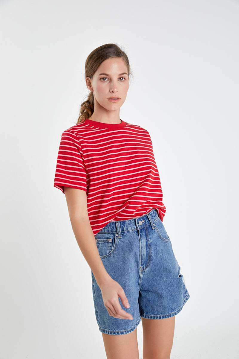 Short-Sleeve Stripe Top