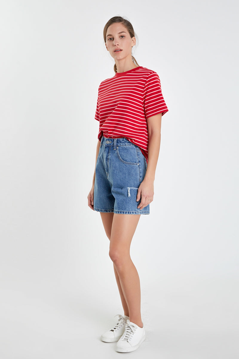 Short-Sleeve Stripe Top